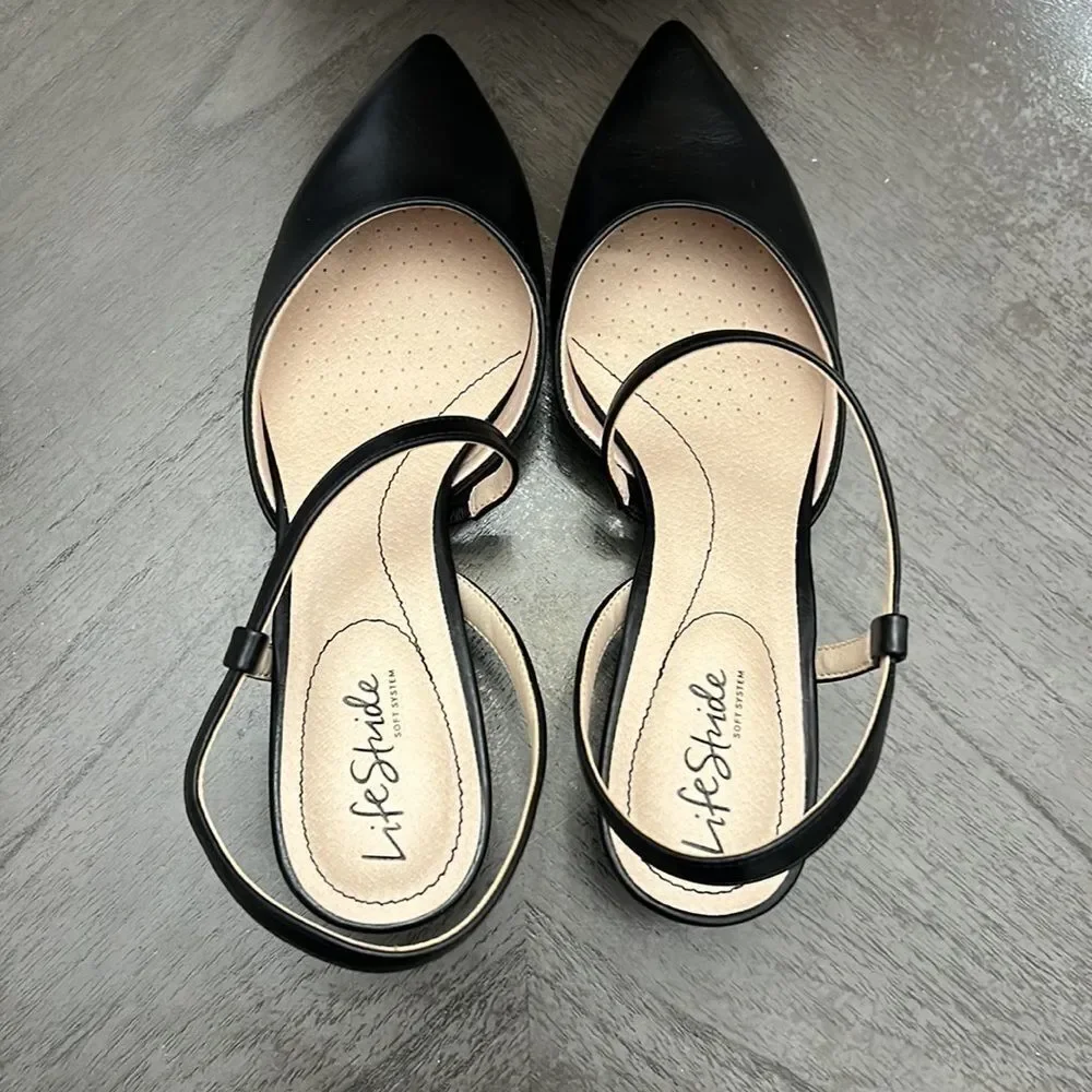 LIFESTRIDE Minimalist Slingback Pumps Black